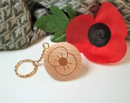 Engraved Poppy Keyring - Personalised Remembrance Day