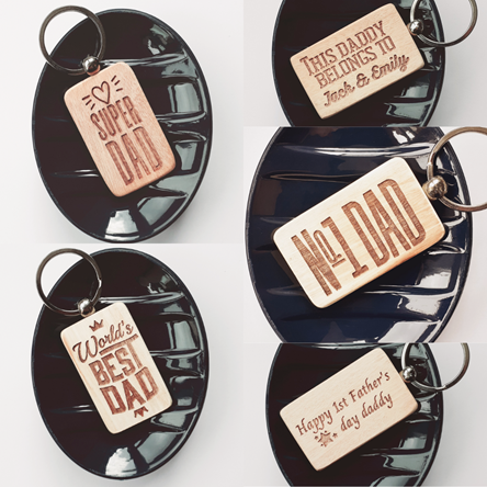 Father's Day Rectangle Wooden Keyring