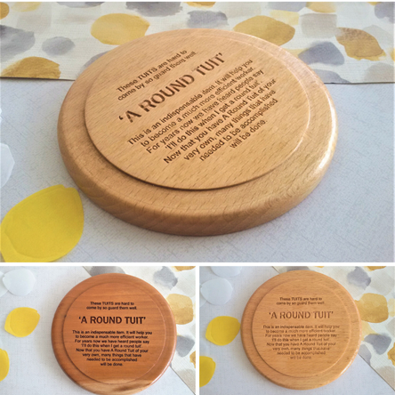 "A Round Tuit" Large Wooden Coasters - Various Timbers