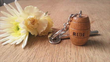 Miniature Barrel Keyring laser engraved