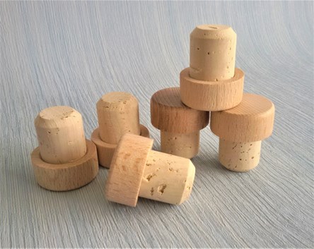 Natural Cork Stoppers with Wooden Top - Large