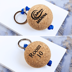 Personalised Wooden Cork Ball Key Ring 55mm