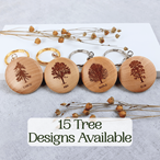 Round wooden keyring engraved with your favourite tree