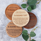 "A Round Tuit" Turned Wooden Coasters - Various Timbers