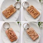 Rectangle Wooden Keyrings - New Home - Personalised