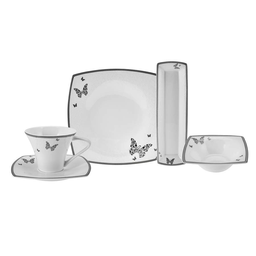 Karaca Fine Pearl Mariposa 26 Piece Pearl Breakfast and Serveware Set