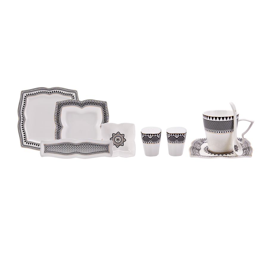 Karaca 32 Piece Porcelain Breakfast Serveware Set, 4 Settings with 2