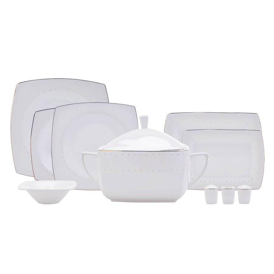 Karaca Fine Pearl Belha 62teiliges quadratisches Perlmutt DinnerSet