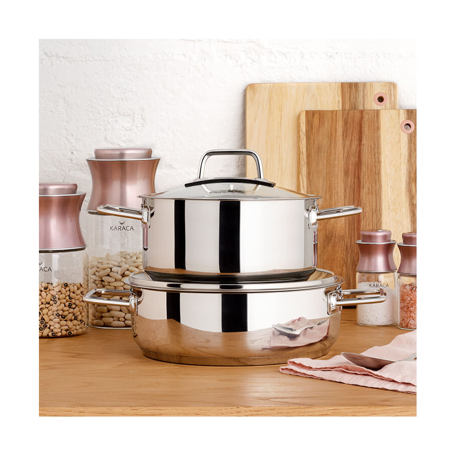 Karaca Galaxy Steel Wide-Bodied Saucepan For Aubergine Dishes 24  