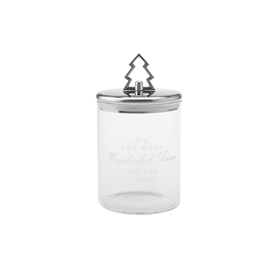 Karaca Pia Pine Tree Storage Jar, 900ml, Silver Transparent KARACA UK