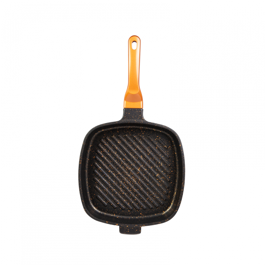 Karaca Bio Granit Kochtopf- Set viereckige Form, 7-teilig Schwarzgold