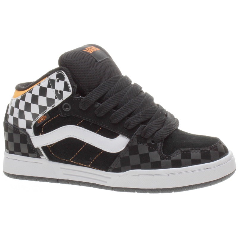 Skink Mid (Checkerboard) Black/White/Orange Kids Shoe IPD1B3 Skink Mid (Checkerboard) Black/White/Orange Kids Shoe IPD1B3
