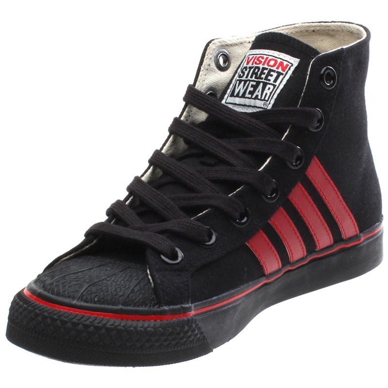 Duane Peters Hi Top 4-Stripe Black/Red Shoe Duane Peters Hi Top 4-Stripe Black/Red Shoe