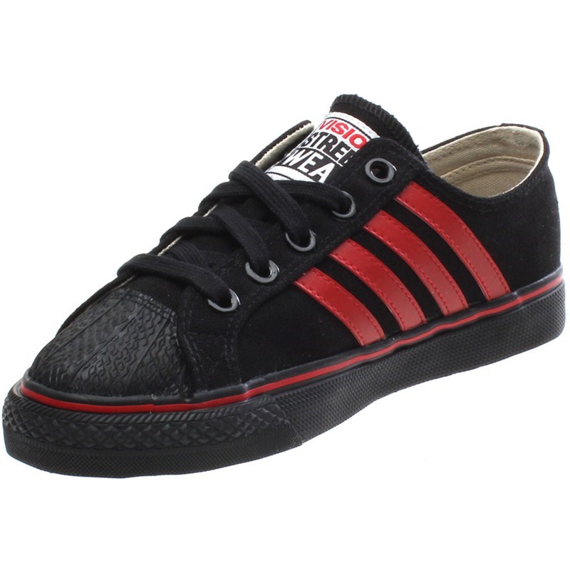 Duane Peters Lo Top 4-Stripe Black/Red Shoe Duane Peters Lo Top 4-Stripe Black/Red Shoe