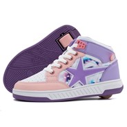 Skater - White/Purple/Pink Wheeled Heel Shoe