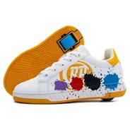 Splash - White/Yellow Wheeled Heel Shoe