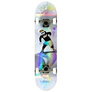 Skully Hologram White 7.25inch Mini Complete Skateboard