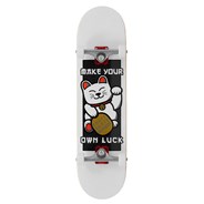 Lucky Cat 8inch Complete Skateboard - White