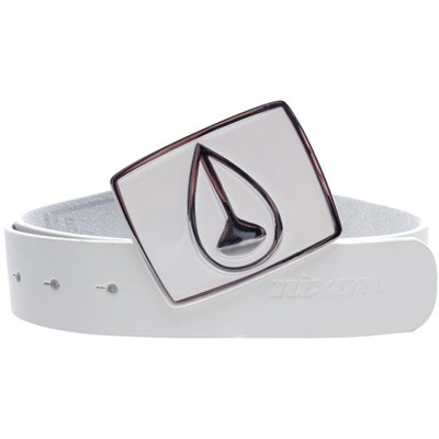 Enamel Icon Buckle Leather Belt - White/White