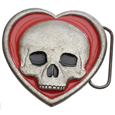 Skull in Heart Buckle