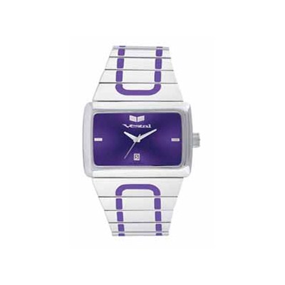 Elite Polished Silver/Silver/Purple Mens Watch ELT006