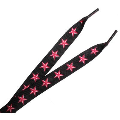 11202 Nautical Stars Black/Hot Pink Thick Laces