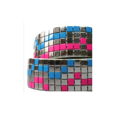 The Crunch White with Silver/Pink/Blue Studs Belt