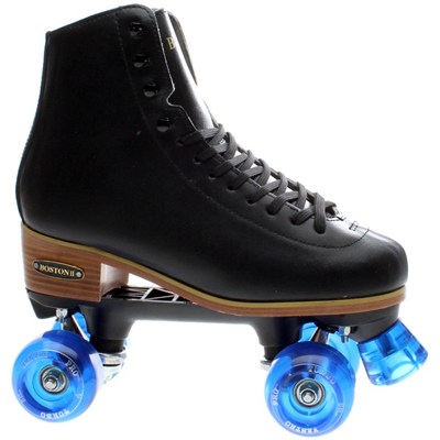 Boston II Black Leather Quad Roller Skate