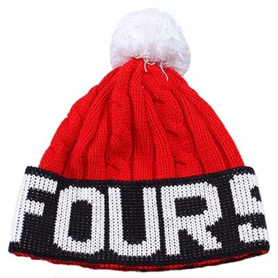 Pom Pom Beanie - Red/White/Navy