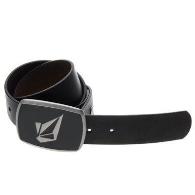 Half Stone Black Leather Belt