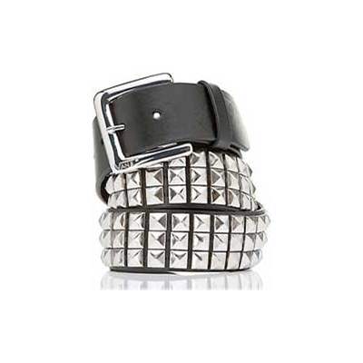 Vstud Leather Belt - Black/Silver