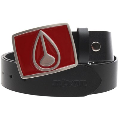 Enamel Icon Buckle Leather Belt - Black/Red