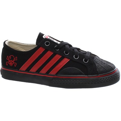 Duane Peters Lo Top 4-Stripe Black/Red Shoe Duane Peters Lo Top 4-Stripe Black/Red Shoe