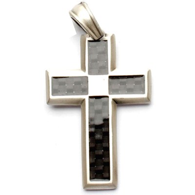 Tech Cross Silver Matte Pendant