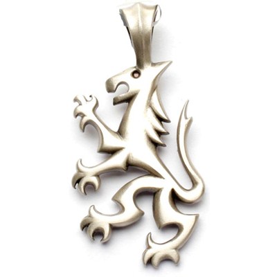 Manjusri's Lion Silver Matte Pendant