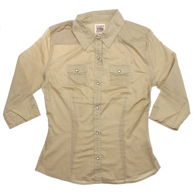 Suzie Q 3/4 Solid Shirt - Khaki