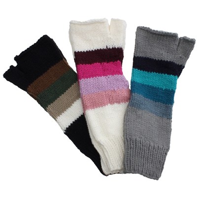 Striped Fingerless Long Gloves