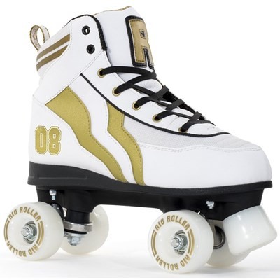 Varsity White/Gold Quad Roller Skates