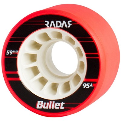 Bullet 59mm/95a Roller Derby Skate Wheels- Neon Red