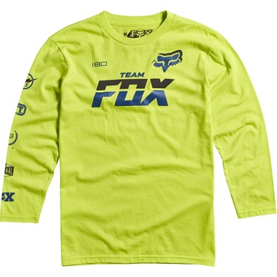 Team Fox L/S Youth T-Shirt - Day Glo Green
