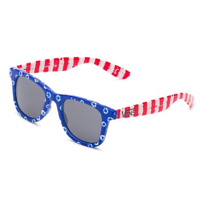 Janelle Hipster Shades - (Dyed Dots & Stripes) Blue/Red VXLIDP