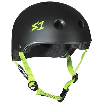 Lifer Helmet - Black Matt with Green Strap