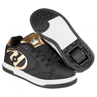 Propel 2.0 Black Ballistic/Gold Chrome Kids Heely Shoe Propel 2.0 Black Ballistic/Gold Chrome Kids Heely Shoe