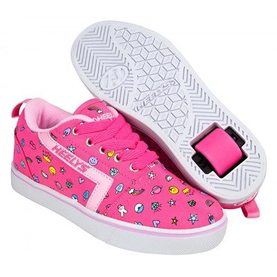 GR8 Pro Prints Hot Pink/Light Pink/Emoji Kids Heely Shoe