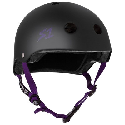 Lifer Helmet - Black Matt with Purple Strap