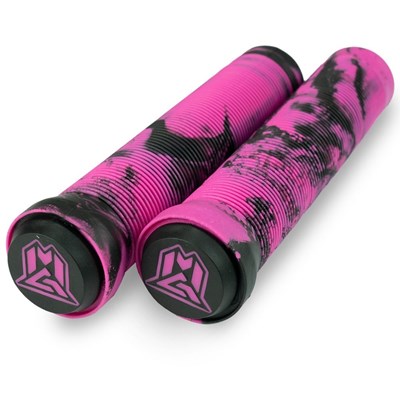 MGP Swirls Grind Handlebar Grips With Bar Ends - Pink/Black