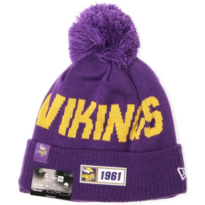 NFL Sideline Bobble Knit 2019 Road Game Beanie - Minnesota Vikings