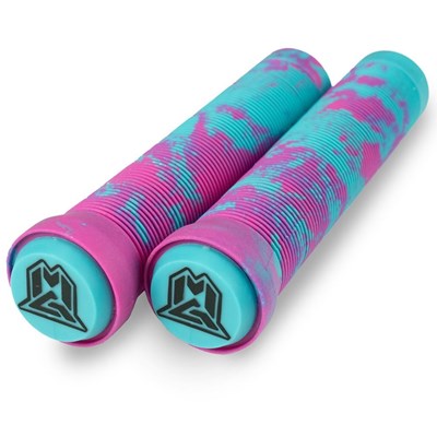 MGP Swirls Grind Handlebar Grips With Bar Ends - Pink/Teal