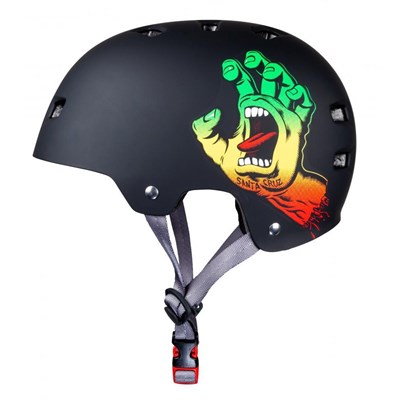 Santa Cruz Rasta Screaming Hand Matt Black Skate/BMX Helmet