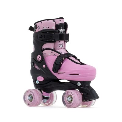 Nebula Lights Black/Pink Adjustable Kids Quad Roller Skates
